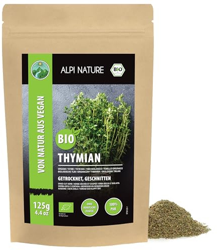 Alpi Nature Timo Essiccato BIO 125g, Timo bio Strofinato per Cucina e Mix di Spezie Herbes de Provence