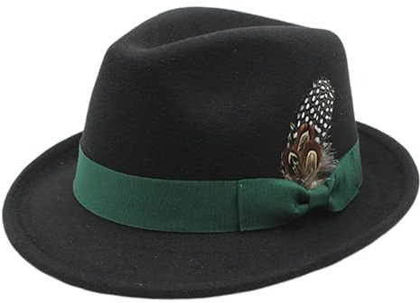 Générique Chapeau d'Oktoberfest avec plumes, Chapeau bavarois traditionnel en feutre vert, noir et kaki pour l'Oktoberfest, pour hommes, femmes et adultes