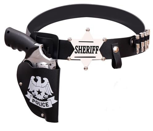 ZUCOS Disfraz de policía para niños, disfraz de fiesta de Halloween, vestido de policía, esposas, gafas de sol, insignia, detective, policía, swat, accesorios para juegos de rol (B, mediana)
