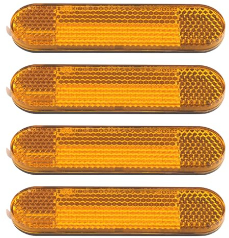Sariputa 4 reflectores para motocicleta y bicicleta, 96 x 24 x 8 mm, reflector de horquilla amarillo, rectangular, autoadhesivo, reflector lateral para moto, bicicleta, scooter, autoadhesivo