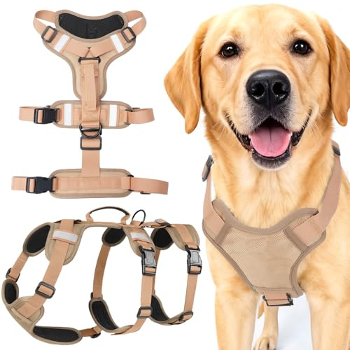 AKOFIC Hundegeschirr Mittelgroße Grosse Hunde, Reflektierendes Sicherheitsgeschirr Hund Ausbruchsicher, Verstellbare Hundegeschirr Ausbruchsicher mit Griff für Hunde Trainierung Spaziergang