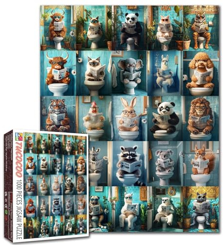 Puzzle 1000 pièces Vache des Highlands pour adultes, animaux amusants sur les toilettes, puzzle d'art pour jeux d'activités familiales difficiles, puzzle abstrait