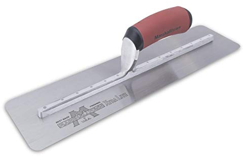 Marshalltown Silo Glättekelle, abgerundete Enden, Gebogener DuraSoft Griff, Kelle für Verputzer und Trockenbauer, aus Stahl, Grösse der Kelle: 406x102 mm, silber, ST16D