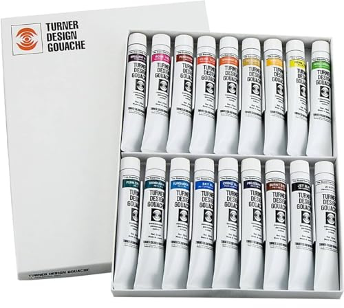 Turner Watercolor Paint Set - Design Gouache Premier Opaque Watercolor Paint - 25 ml Tubes - Set of 18 Assorted Colors