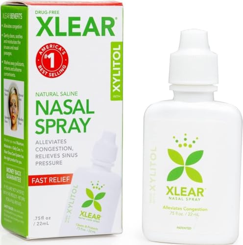 Xlear Spray nasal naturel salin avec xylitol, hydratant pour le nez pour enfants et adultes, 22,2 ml (lot de 1)