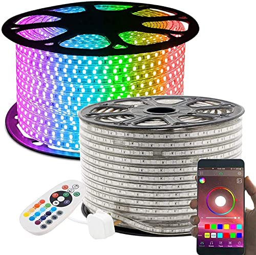 LED Streifen, GreenSun LED Lighting 50M RGB LED Strip, Bluetooth Kontrolliert Lichtband 24 Tasten Fernbedienung Lichterschlauch, Wasserdicht IP65 Lichterkette für Weihnachten, Party, Haus Deko