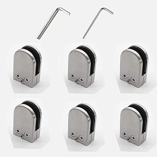 Anyasen glasklemme 6x Glasklemmer Rostfreier 304 Edelstahl Glashalter Glashalterung Klemmhalter Glasklemmhalter mit 2er Sechskantschlüssel