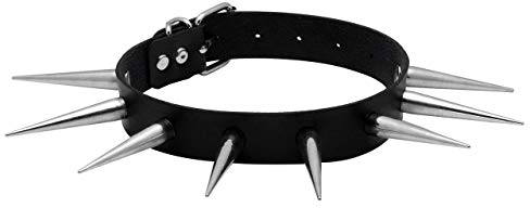 Manfnee Punk Gothic Kragen Halsreif PU Leder Long Spike Metall Nieten Halskette Männer Frauen