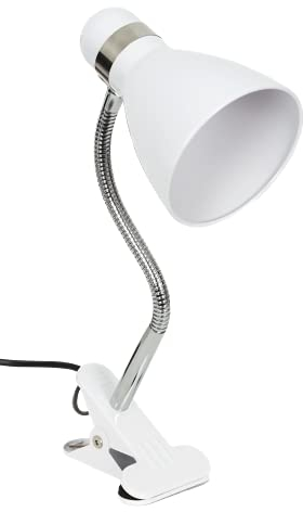 BEL AIR HOME - Flexo de escritorio con pinza Sicion - estilo clásico - metal blanco o negro - portalámparas E-27 - medidas de 28x27x11 cm - ideal para escritorio, mesa o estantería (BLANCO)
