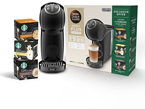 De'Longhi Nescafe Dolce Gusto Genio S Plus Automatic Machine, Capsule Coffee Machine, Espresso Boost, Cappuccino, Energy Saving, Including 3 boxes Coffee Pods Starbucks, Black