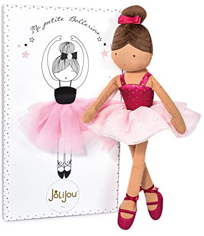 Jolijou – Ma Petite Bailarina – Muñeca de Tela de Bailarina – Caja de Regalo – 35 cm – Leotardos – Tutu, Zapatillas de Baile, Nudo – Idea de Regalo para niña – JJ6036