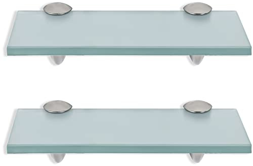 Vigevee 2X Glasablage Glasregal, Glasablage Mattglas mit Wandhalterung&8mm ESG Sicherheitsglas und Halterung, perfekt geeignet als Duschregal/Badablage für Bad, Küchen,Balkon (30x10x0.8 cm)