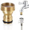 1 conector de grifo con arandela, adaptador de manguera de latón, conector de grifo con rosca exterior, rosca exterior de 24 mm, rosca interior de 22 mm, adecuado para lavadora, cocina, baño, jardín