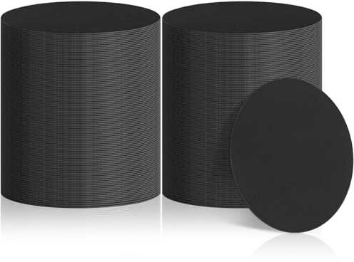 TaoBary 200 Pcs Disposable Paper Coasters Bulk 1MM, 4 Inch Round Cardboard Coasters Blank for Bar Drinks DIY Crafts Arts Wedding (Black)