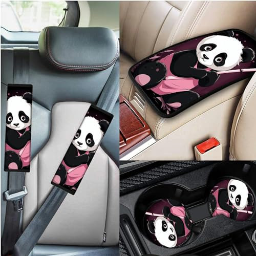 BWEGRHE Cuscinetti per cinture di sicurezza per auto, 5 in 1, copertura per console centrale e sottobicchieri per auto, 5 in 1, copertura protettiva per cinture di sicurezza, per adulti, ragazzi e