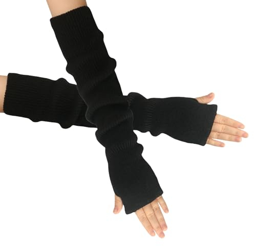 OTKARXUS Armstulpen Damen,1 Paar Lang Fingerlose Handschuhe Stricken mit Daumenloch,Winter Warme Pulswärmer Fäustlinge für Frauen Damen Mädchen