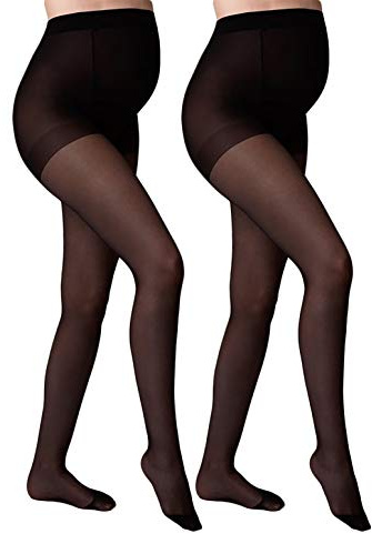 GIULIA 20 | 40 | 100 DEN Collant premaman per mamma incinta, 20 Den (set da 2) nero, M