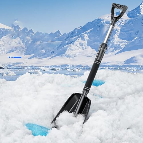 DAZZLEEX Pala de Nieve retráctil de Aluminio, Plegable, para Quitar Hielo, Pala de Nieve a Pala de Hielo para Parabrisas Puede Quitar Hielo, palear Nieve, Barrer Nieve y raspar Escarcha