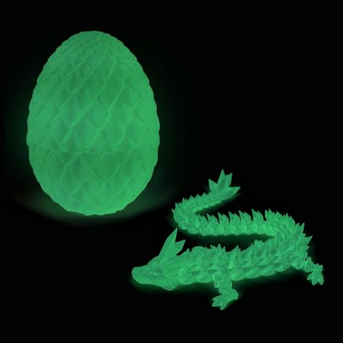 Drago stampato 3D in Egg, drago stampato in 3D, giocattolo realistico con drago mobile, figure di drago, ornamento per auto, uffici, case e acquari