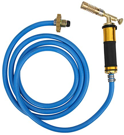 Artillery Gasbrenner,Verstellbarer Gas Turbobrenner Set mit Mit Blauem Schlauch,12x19x3.5 cm Gas Abflammgerät für Hartlöten,Klempnerarbeiten,Löten