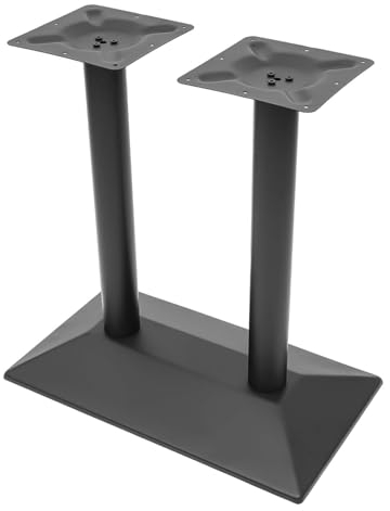 Salmeee Tischbeine mit Doppelt Säulen Stahl Untergestell, Rechteckig Bodenplatte Bistrotisch Tischgestell Schwarz für DIY Küchen-Arbeitsplatten Bistrotisch 72cm Höhe