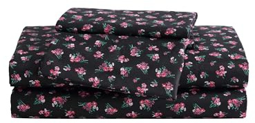 Betsey Johnson - Juego de sábanas tamaño Individual, Ropa de Cama Suave y Ligera, Resistente a la decoloración y a Las Arrugas (Bouquet Ditsy Black, Individual)