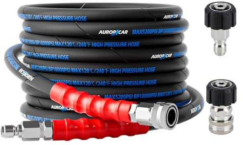 AURORA CAR 3/8'' Pressure Washer Hose 25FT, Steel Wire Braided