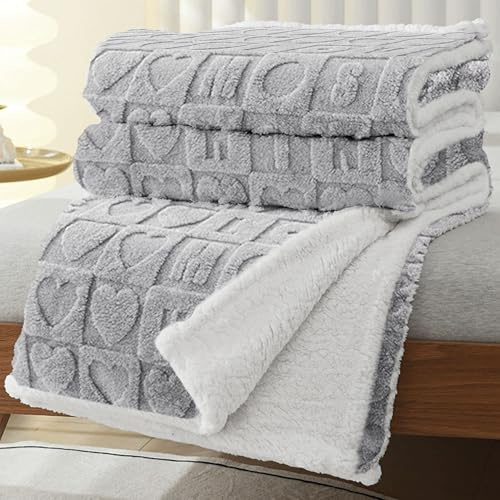 MANEMI Manta de Borrego, Doble Cara Franela y Sherpa, 100% Poliester, Suave y Caliente para Invierno, Manta Cama y Sobrecama