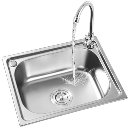 Évier de Cuisine Inox 1 Bac,Évier Cuisine en acier inoxydable,Évier à cuve simple,Évier à Encastrer avec accessoires,38x33cm,42x37cm,48x35cm,50x40cm,53x38cm,60x45cm(38x33 cm)