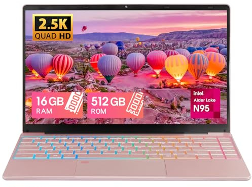 MOREPC 14-inch Laptop with Celeron N95, 16GB DDR4, Fingerprint Scanner, and Colorful backlit keyboard, Ideal for Everyday Use (16+512G SSD)