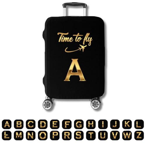 Ferocity Personalisierte Kofferhülle 27-31 Zoll, Reise-Koffer Hülle Abdeckung, elastisch, waschbar, Kofferschutzhülle, Kofferbezug, Groß L (H66-76 W48-56 D29-33 cm) A-Z Time to Fly [083]