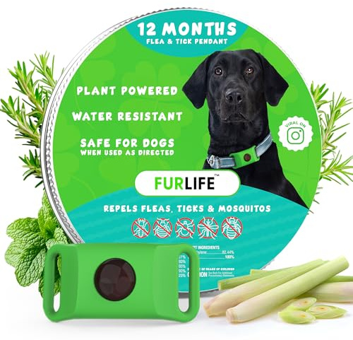 FurLife Green Dog Tag, Flea and Tick Prevention for Dogs - Waterproof Pendant for Collar, Safe for All Breeds