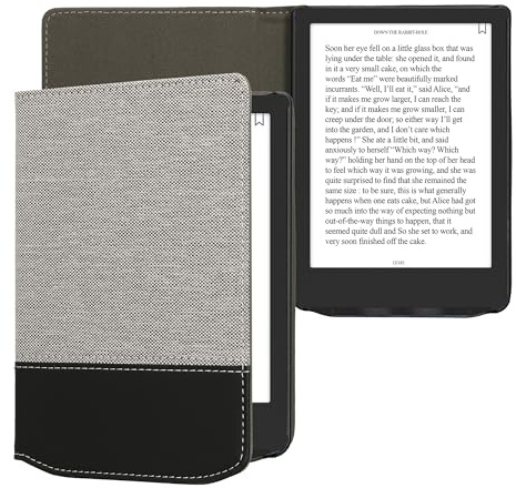 kwmobile Étui liseuse Compatible avec Pocketbook Verse/Pro/Color/Vivlio Light/Light HD - Housse avec Rabat magnétique en Tissu Canevas pour liseuse