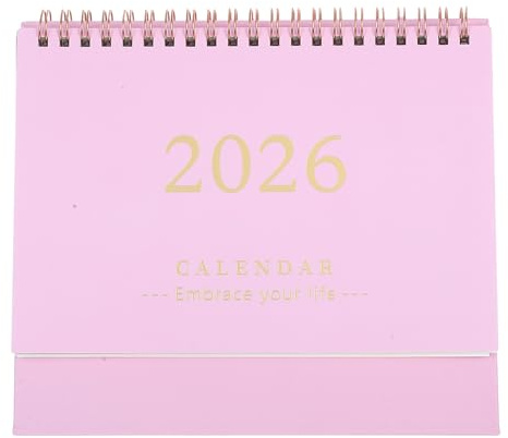 TOYANDONA Desk Calendar 2025-2026: Standing Desktop Calendar from July 2025-December 2026, 18 Months Flip Desktop Planner, Twin-Wire Binding & To Do List - Ideal for Home Office (Pink)