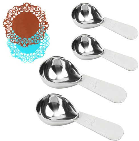 6Pcs Stainless Steel Coffee Measuring Spoons Set, 15ml & 30ml Metal Scoops, Mini Short Handle for Coffee Powder Protein, Matcha & Sugar Measuring Spoons for Jars, Teaspoon Measure