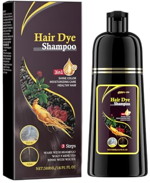 3 en 1 : Shampooing, teinture et soin capillaire instantané –500 ml – Shampoing colorant pour cheveux gris pour hommes et femmes – Couvre les cheveux blancs en 10 minutes (Marron)