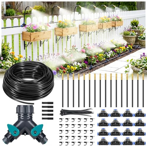 HIRALIY 100FT Misting Irrigation Kit