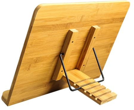 LALAFINA Leggio Regolabile in Legno di Nandina, Supporto da Tavolo Multifunzionale per Libri, Spartiti Musicali e Disegno, Mensola Compatta per Studio e Lettura, per Studenti