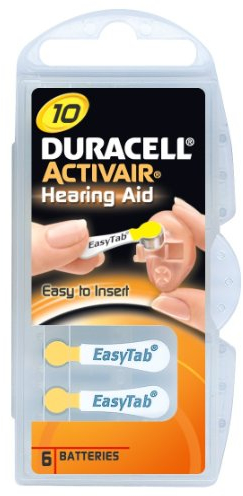 Duracell Activair Size 10 (Yellow tab) Hearing Aid Battery x60 (10 Packs of six Cells)