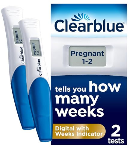 Clearblue Pregnancy Test - Digital with Weeks Indicator, The Only Test That Tells You How Many Weeks, 2 Digital Tests, Packaging May Vary