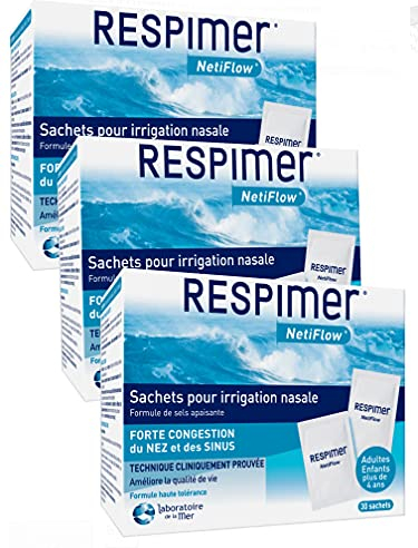 NETIFLOW RESPIMER Recharges Sachets Irrigation Nasale - Lot de 3 Boites de 30 Sachets 240ml Plastique