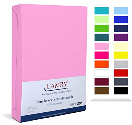 Camry Spannbettlaken 140x200cm - 160x200cm Hellrosa Baumwolle Bettlaken Jersey Spannbetttuch Oeko-Tex 100