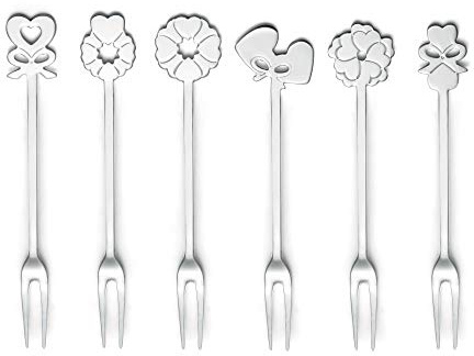 Guzzini - Love, Set di 6 Forchettine da Aperitivo - Argento, 16 x 16 x 2 cm - 26842063