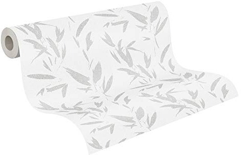 A.S. Création Vliestapete New Elegance Deutschland tapeziert Dschungeltapete Palmentapete 10,05 m x 0,53 m creme grau metallic 375494 37549-4