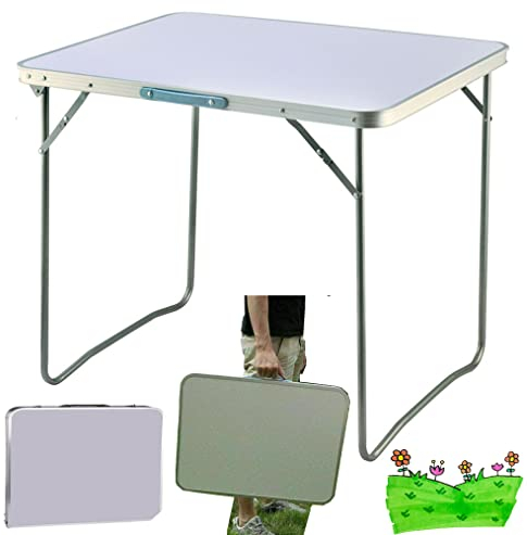 Campingtisch, tragbarer Picknicktisch, Aluminium, Klapptisch, für drinnen und draußen, robustes Gartenbock-Set für Grill, Picknick, Party, Tragkraft 15 kg, Länge 80 cm