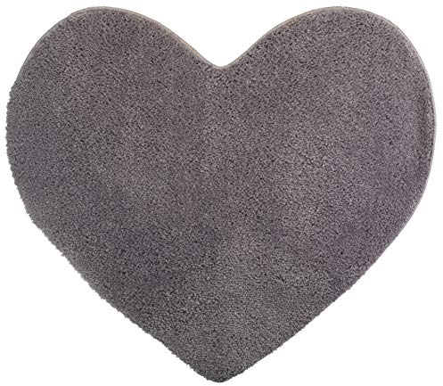 Brandsseller Herz Badematte 70x80 cm Badteppich Badvorleger Badezimmerteppich Duschvorleger Grau