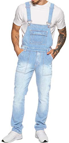 989Zé ENZO Latzhose für Herren, Jeansblau, Arbeitsmode, Latzhose, lässiger Overall, Jeans, Taillengrößen 30–50, 38W / 32L