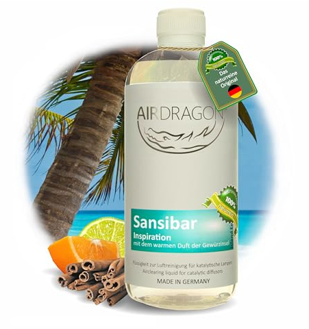 AIRDRAGON SANSIBAR - katalytischer Raumduft ohne künstliche Duftstoffe - natürlicher Raumduft mit naturreinem ätherischem Duft-Öl für jede katalytische Lampe 200 ml - Made in Germany