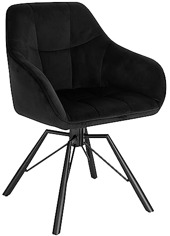 WOLTU Chaise Pivotante à 360°, Chaise Salle à Manger Scandinave, en Velours, Assise Rembourrée, Pieds en Métal, Noir, BH365sz-1