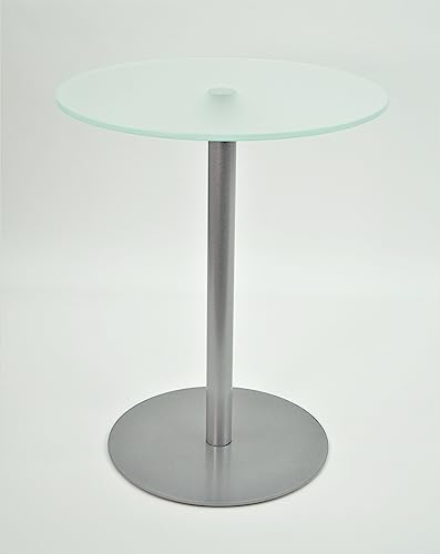 Beistelltisch, Couchtisch, Blumentisch, Josefa, Gestell in Silber Brillant, Milchglas, Verschiedene Größen (Ø50 x Höhe 50cm)